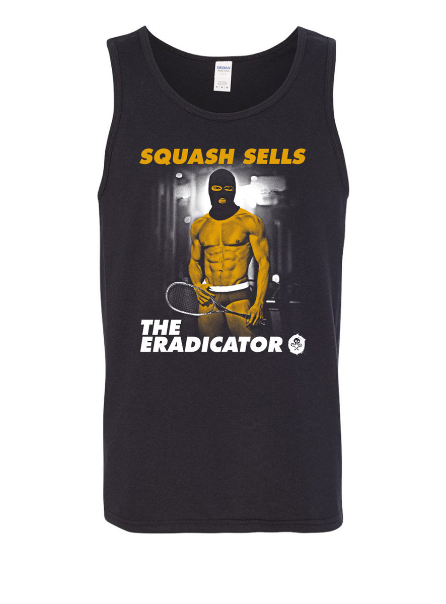 No Sleeve Tank Top: "Squash Sells" Black